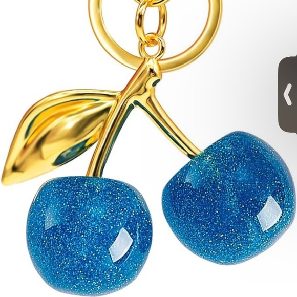Kate Spade Blue and Gold Cherry Keychain/Bag Charm - Picture 1 of 3